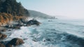 Serene Coastal Landscape With Crashing Ocean Waves