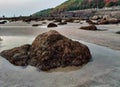 Rock beach near Kunkeshwar Temple in Sindhudurga District in Maharashtra. Royalty Free Stock Photo