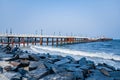 The Rock Beach of Pondicherry or Puducherry, also known as Promenade Beach or Gandhi beach, is an exceptional place where the shor Royalty Free Stock Photo