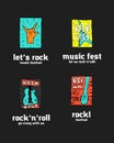 Rock music festival logo set