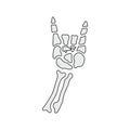 Rock bony skeleton gesture vector hand drawing