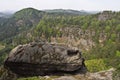 Rock boulder top of mountain. Royalty Free Stock Photo