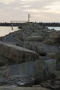 Rock Breakwater at O`Sullivans Beach, SA at Sunset