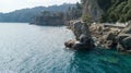 The Rock of Cadrega, maritime pine tree, aerial view, waterfront between Santa Margherita Ligure and Portofino Liguria,