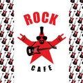 Rock Cafe. Logo template for music rock bar. Royalty Free Stock Photo