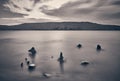 Rock cairn along the shore of Fremont Lake near Pinedale, Wyoming Royalty Free Stock Photo