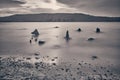 Rock cairn along the shore of Fremont Lake near Pinedale, Wyoming Royalty Free Stock Photo