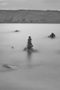 Rock cairn along the shore of Fremont Lake near Pinedale, Wyoming Royalty Free Stock Photo