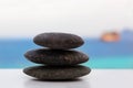 Rock cairn on tropical beach. Royalty Free Stock Photo