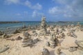Rock Cairns on Baby Beach in Aruba Royalty Free Stock Photo