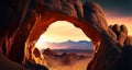 Rock canyon at sunset, mountain landscape in summer, generative AI Royalty Free Stock Photo