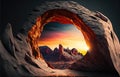 Rock canyon at sunset, mountain landscape in summer, generative AI Royalty Free Stock Photo