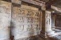 Rock-Carved Buddhist Sculptures on Walls Inside Ellora Caves