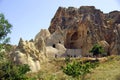 Rock carved houses, Pigeon Valley, Uchisar, Cappadocia, Turkey Royalty Free Stock Photo