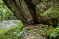 Rock carving / Petroglyph `La Piedra Pintada` in El Valle de Anton Royalty Free Stock Photo