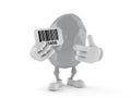 Rock character holding barcode