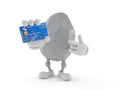 Rock character holding credit card