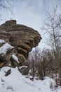 Rock Church in the winter forest near Belokurikha, Altai, Russia