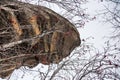 Rock Church in the winter forest near Belokurikha, Altai, Russia