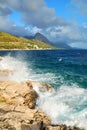 Rock Cliff Blue Sea Waves Royalty Free Stock Photo