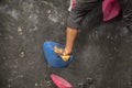 Rock Climber climbing on the wall - Indoor climbing gym