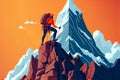 rock climber conquers the summit illustration. Generative AI Royalty Free Stock Photo