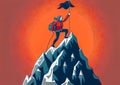 rock climber conquers the summit illustration. Generative AI