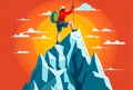 rock climber conquers the summit illustration. Generative AI