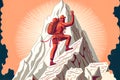 rock climber conquers the summit illustration. Generative AI Royalty Free Stock Photo