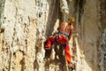 Rock climber with dredlocks