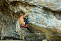 Rock Climber at Railay Beach, Krabi, Thailand. Royalty Free Stock Photo