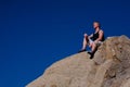 Rock Climber Resting Royalty Free Stock Photo