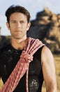 Rock climber with Rope on Shoulder, (portrait) Royalty Free Stock Photo