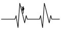 A rock climber is seen ascending a peak on a medical EKG chart to symbolize heart healthy exercise climbing provides.