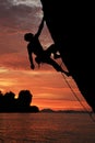 Rock climber silhouette Royalty Free Stock Photo