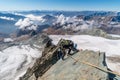 Rock climber on Studlgrat ridge on Grossglockner, highest mountain in Austria Royalty Free Stock Photo