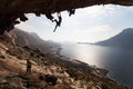 Rock climber at sunset Royalty Free Stock Photo