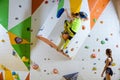 Rock climbers in climbing gym. Royalty Free Stock Photo