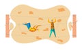 Rock Climbers Training Flat Vector Illustration