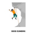 Rock climbing color illustrarion isolated on white Royalty Free Stock Photo