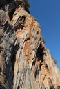 Rock climbing crag area Spectacular Cave in Geyikbayiri, Turkey Royalty Free Stock Photo