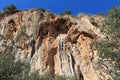 Rock climbing crag area Spectacular Cave in Geyikbayiri, Turkey Royalty Free Stock Photo