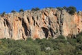Rock climbing crag area Spectacular Cave in Geyikbayiri, Turkey Royalty Free Stock Photo