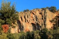 Rock climbing crag area Spectacular Cave in Geyikbayiri, Turkey Royalty Free Stock Photo