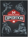 Rock climbing expedition. Vector set - expeditions