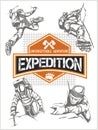 Rock climbing expedition. Vector set - expeditions Royalty Free Stock Photo