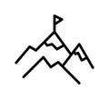 Rock climbing flat line icon. Alpinism, mountaineering, hiking equipment. Outline sign for mobile concept and web design, store