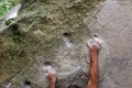 Rock climbing in Fontainebleau forest