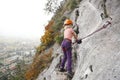 Rock climbing girl Royalty Free Stock Photo