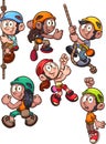 Cartoon rock climbing kids clip art Royalty Free Stock Photo